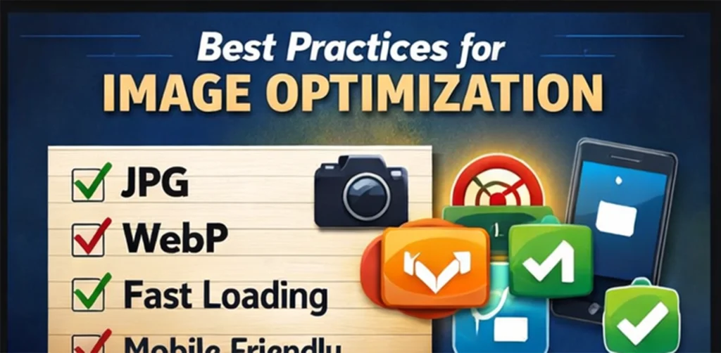 Best practices for image optimization including JPG WebP formats fast loading and mobile friendly images