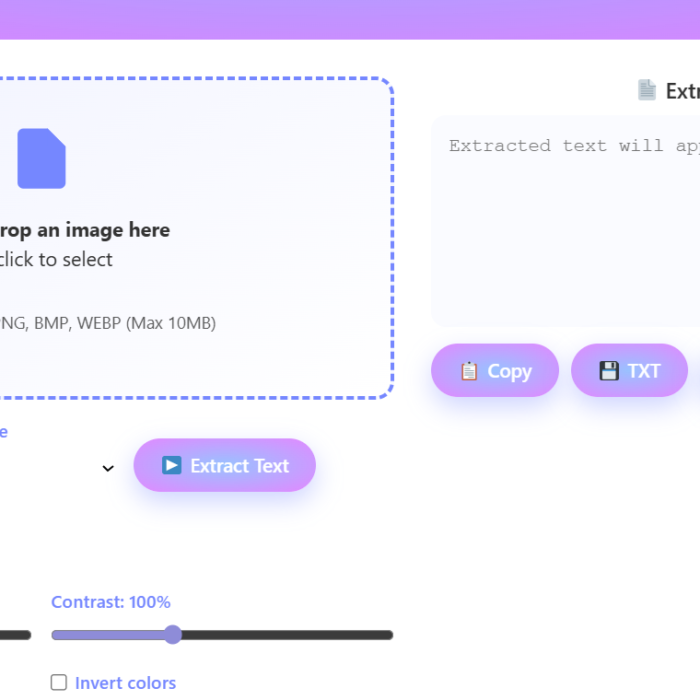 DigiBesti Free OCR Online tool converting image to text.