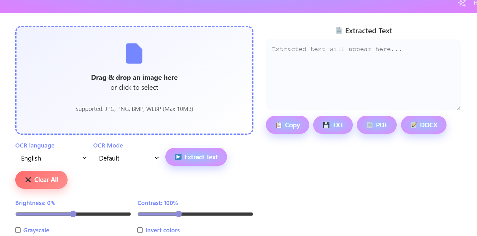 DigiBesti Free OCR Online tool converting image to text.